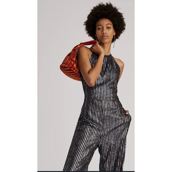 Anthropologie Pants - NWT Anthropologie Maeve Disco Halter Jumpsuit Sz 0 | Sequin Party NYE
